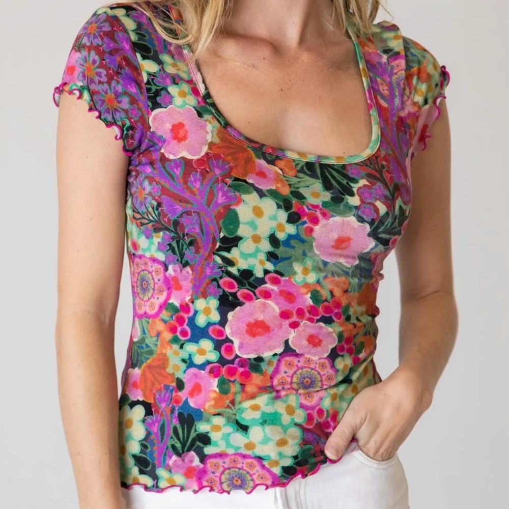 Natural life Devon Buttersoft S Floral Women's t shirt short sleeve Top